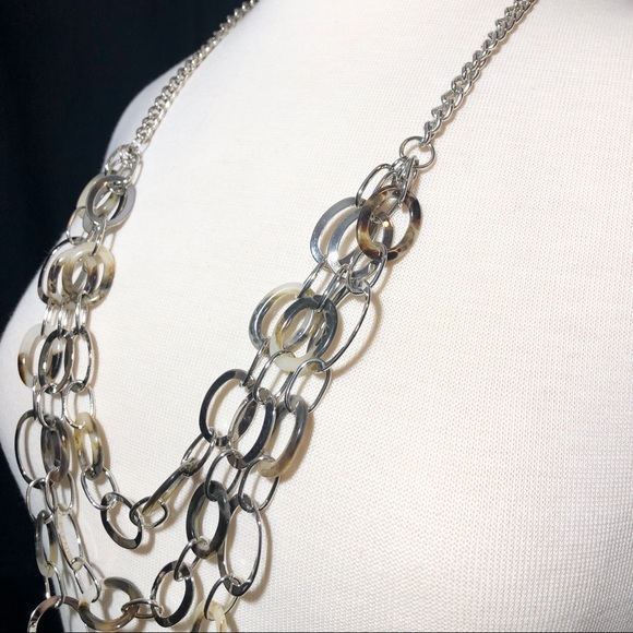 3 Row Long Tortoise Shell Necklace Earrings Set - Picture 2 of 3